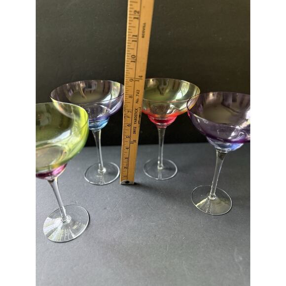 Cirlceware Design Made In Romania Ombre Margarita Glasses Set (4) Cocktail - Picture 6 of 8
